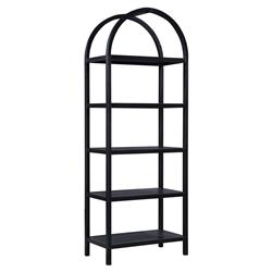 Klara Modern Classic Black Oak Wood Open Back Arched Bookcase|