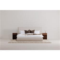 Holden Modern Classic Cream Upholstered Pine Wood Bed - Queen|