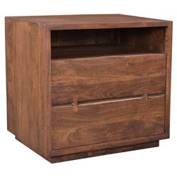 Atlas Rustic Lodge Brown Acacia Wood 1 Drawer Nightstand|