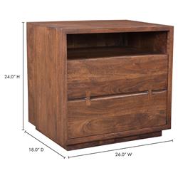Atlas Rustic Lodge Brown Acacia Wood 1 Drawer Nightstand|