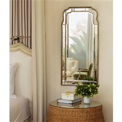 Holiday Hollywood Regency Antique Silver Leaf Frame Arch Wall Mirror|