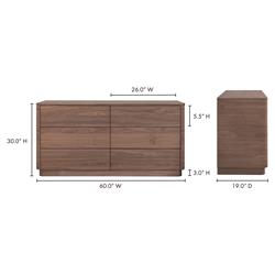 Rex Coastal Beach Brown Walnut Wood 6 Drawer Double Dresser|