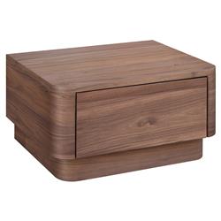 Rex Coastal Beach Brown Walnut Wood 1 Drawer Nightstand|