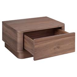 Rex Coastal Beach Brown Walnut Wood 1 Drawer Nightstand|