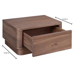 Rex Coastal Beach Brown Walnut Wood 1 Drawer Nightstand|