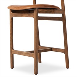 Blaise Rustic Lodge Brown Upholstered Leather Seat Low Back Counter Stool|