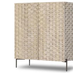 Harrison Global Bazaar Grey Mango Wood Iron Legs Bar Cabinet|