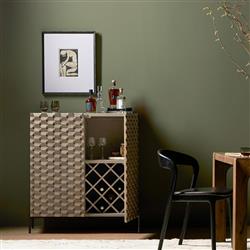 Harrison Global Bazaar Grey Mango Wood Iron Legs Bar Cabinet|