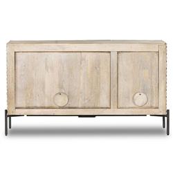 Harrison Global Bazaar Grey Mango Wood 3 Door Iron Media Console - 48"W - Small|