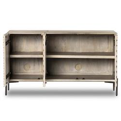 Harrison Global Bazaar Grey Mango Wood 3 Door Iron Media Console - 48"W - Small|