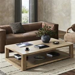 Tahoma Modern Classic Beige Oak Rectangular Coffee Table|