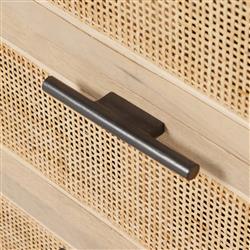 Corazon Coastal Beach Natural Mango Wood Frame Woven Cane 4 Door Sideboard|