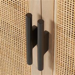 Corazon Coastal Beach Natural Mango Wood Frame Woven Cane 4 Door Sideboard|