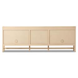 Corazon Coastal Beach Natural Mango Wood Frame Woven Cane 4 Door Sideboard|