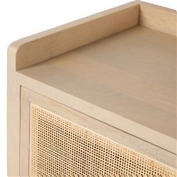 Corazon Coastal Beach Natural Mango Wood Frame Woven Cane 4 Door Sideboard|