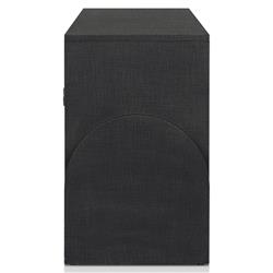 Maya Mid Century Black Painted Linen Grey Iron 4 Door Media Cabinet - 72"W|