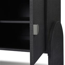 Maya Mid Century Black Painted Linen Grey Iron 4 Door Media Cabinet - 72"W|