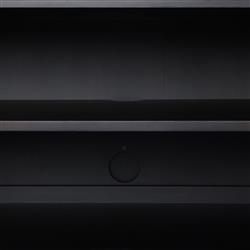 Maya Mid Century Black Painted Linen Grey Iron 4 Door Media Cabinet - 72"W|