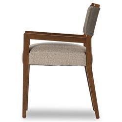 Ely Rustic Lodge Grey Performance Brown Wood Leather Dining Arm Chair|