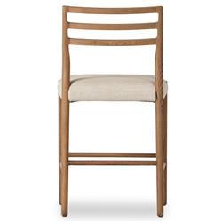 George Mid Century Modern Beige Upholstered Brown Solid Oak Counter Stool|