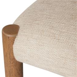 George Mid Century Modern Beige Upholstered Brown Solid Oak Counter Stool|