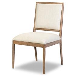 Genesis Modern Classic Beige Upholstered Brown Solid Oak Dining Side Chair|