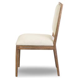 Genesis Modern Classic Beige Upholstered Brown Solid Oak Dining Side Chair|
