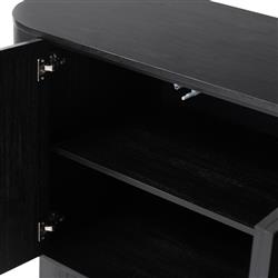 Paris Rustic Lodge Black Solid Acacia Wood 4 Door Oval Sideboard|