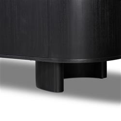 Paris Rustic Lodge Black Solid Acacia Wood 4 Door Oval Sideboard|
