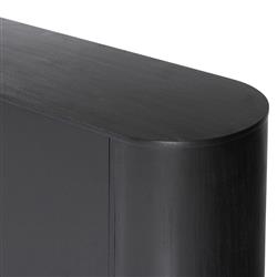 Paris Rustic Lodge Black Solid Acacia Wood 4 Door Oval Sideboard|