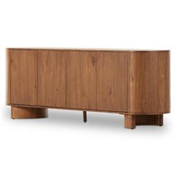Paris Modern Classic Brown Solid Acacia Wood Oval Sideboard|