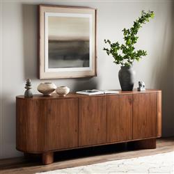 Paris Modern Classic Brown Solid Acacia Wood Oval Sideboard|