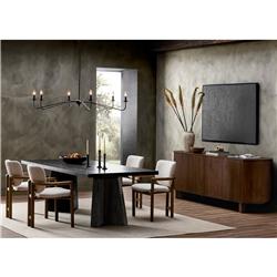 Paris Modern Classic Brown Solid Acacia Wood Oval Sideboard|