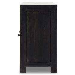 Kashton Mid Century Black Solid Mango Wood Arched Woven Cane 6 Door Sideboard|