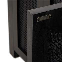 Kashton Mid Century Black Solid Mango Wood Arched Woven Cane 6 Door Sideboard|