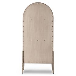 Ivan Mid Century White Solid Oak Wood 2 Glass Door Arched Display Case|