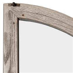 Ivan Mid Century White Solid Oak Wood 2 Glass Door Arched Display Case|