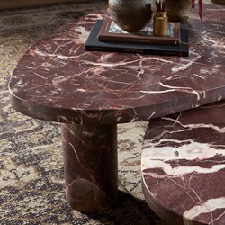 Zayden Modern Classic Merlot Red Solid Marble Coffee Nesting Tables|