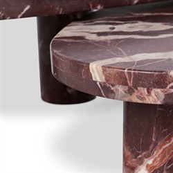 Zayden Modern Classic Merlot Red Solid Marble Coffee Nesting Tables|