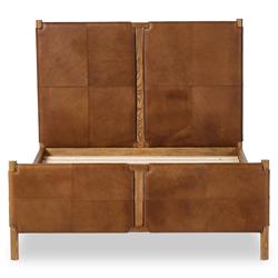 Hubert Rustic Lodge Brown Leather Upholstered Wood Classic Bed - Queen|
