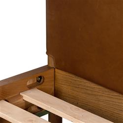 Hubert Rustic Lodge Brown Leather Upholstered Wood Classic Bed - Queen|