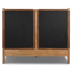 Hubert Rustic Lodge Brown Leather Upholstered Wood Classic Bed - Queen|