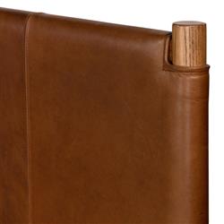 Hubert Rustic Lodge Brown Leather Upholstered Wood Classic Bed - Queen|