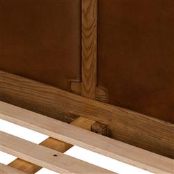 Hubert Rustic Lodge Brown Leather Upholstered Wood Classic Bed - Queen|