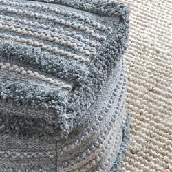 Aaron Coastal Beach Blue Textured Detail Performance Square Pouf|