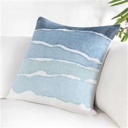 Danielle Coastal Beach Blue Linen Decorative Throw Pillow - 22x22|