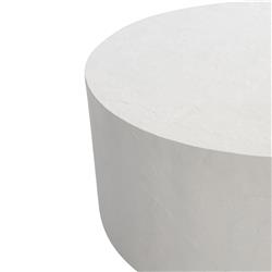 Torin Coastal Beach White Concrete Drum Outdoor Coffee Table|