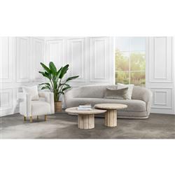 Amerigo Mid Century Modern Cream Marble Coffee Table - Set of 2|