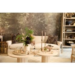 Amerigo Mid Century Modern Cream Marble Coffee Table - Set of 2|