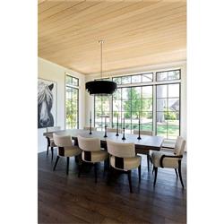 Ezra Mid Century Off White Upholstered Dark Brown Wood Brass Metal Side Chair|